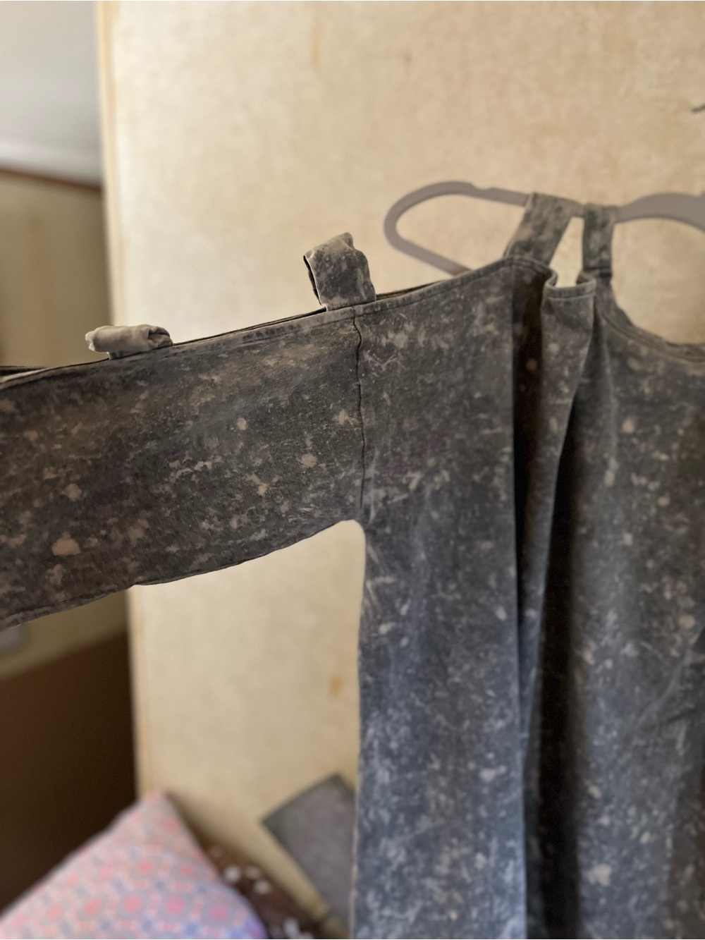 ODDY Washed Charcoal Off-Shoulder Top with Thin Straps
